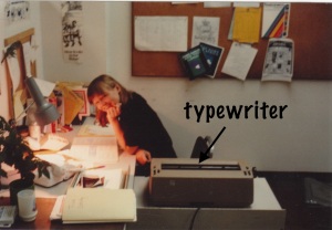 Typewriter & me at Fifth Ave office
