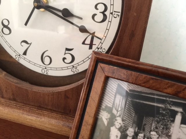 Clock, family photo