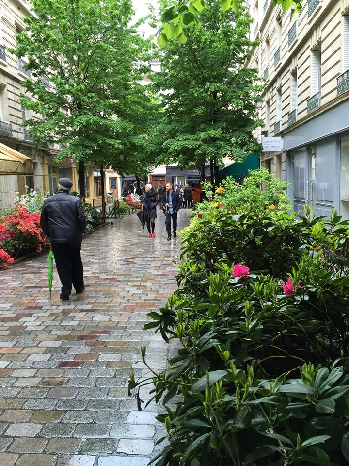 Paris street with plants, flowers